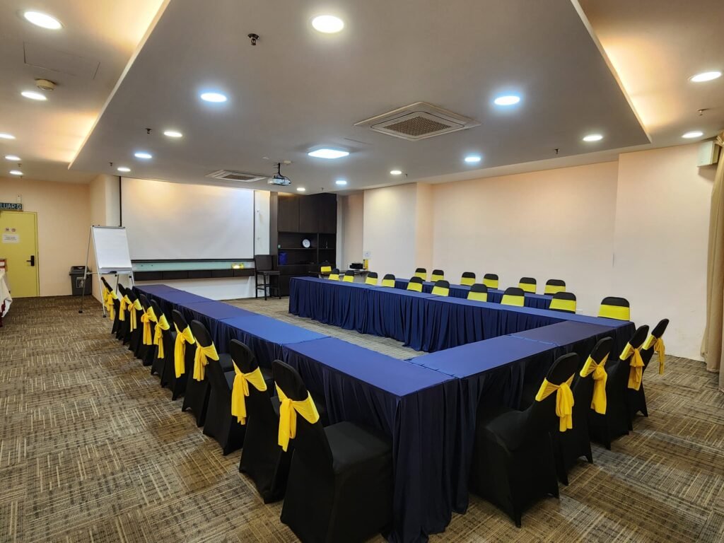 Modern meeting room setup for professional business discussions.