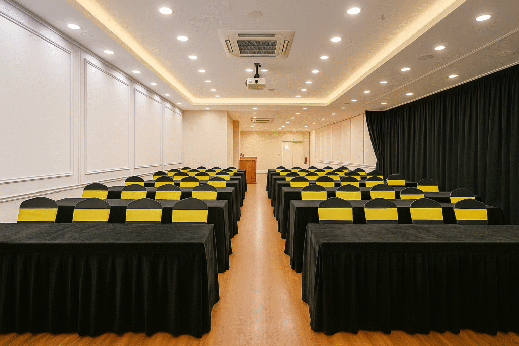 Fully equipped corporate workshop venues rental in Petaling Jaya at SVOFO with projector and classroom setup.